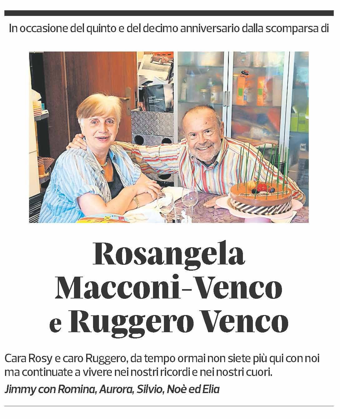 Annuncio funebre Rosangela Macconi-venco Ruggero Venco