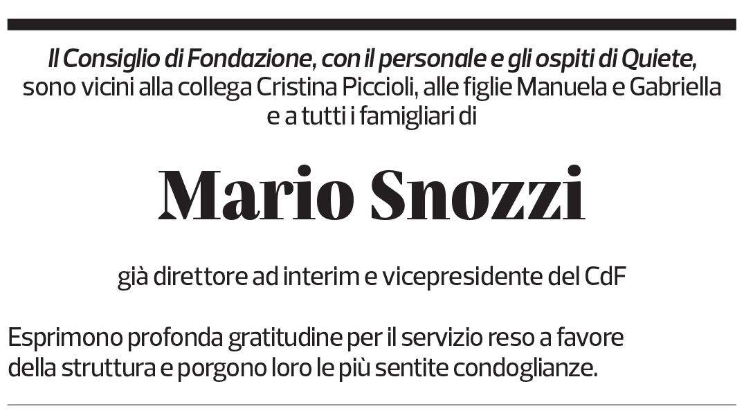 Annuncio funebre Mario Snozzi