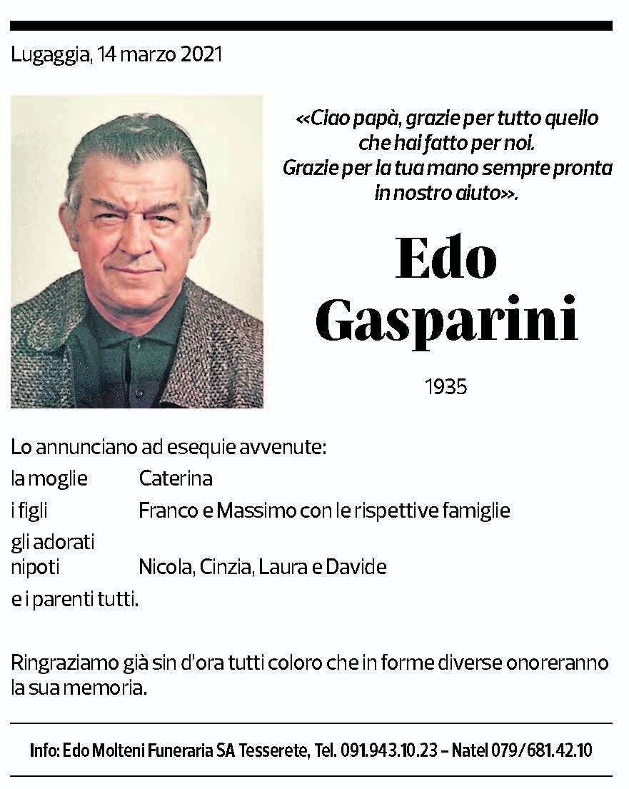 Annuncio funebre Edo Gasparini