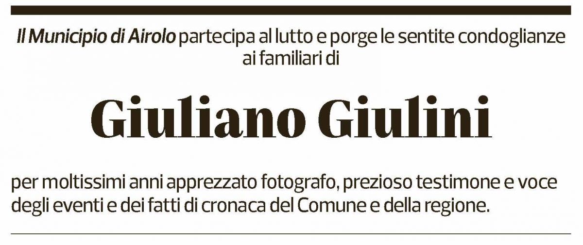 Annuncio funebre Giuliano Giulini