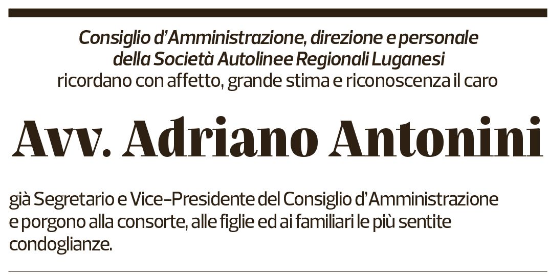 Annuncio funebre Adriano Antonini