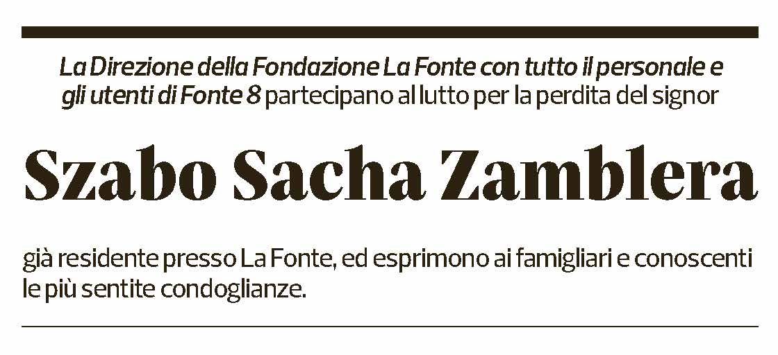 Annuncio funebre Szabo Zamblera