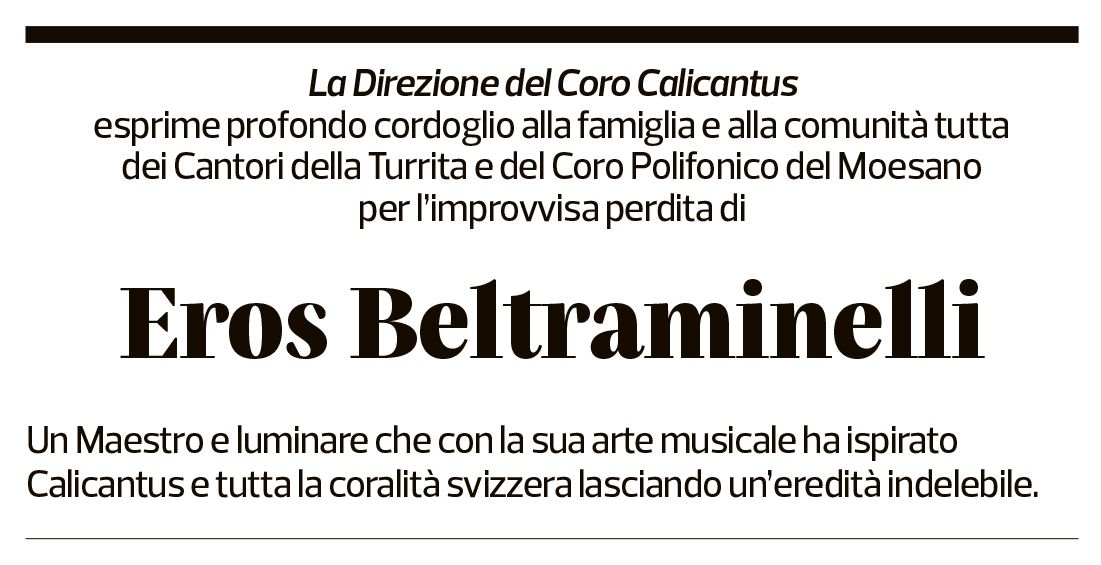 Annuncio funebre Eros Beltraminelli