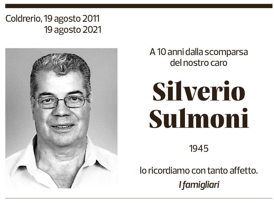 Annuncio funebre Silverio Sulmoni