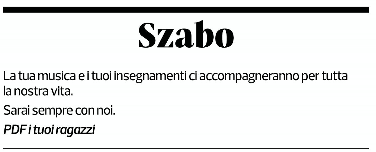 Annuncio funebre Szabo Zamberla