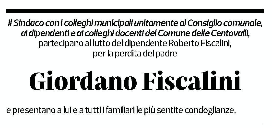 Annuncio funebre Giordano Fiscalini