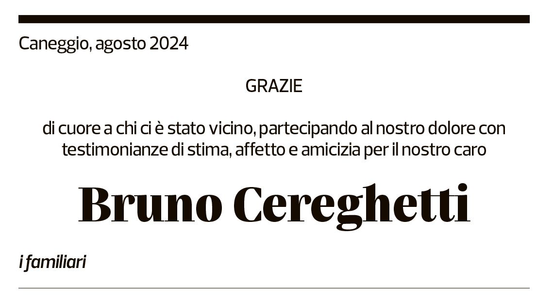 Annuncio funebre Bruno Cereghetti