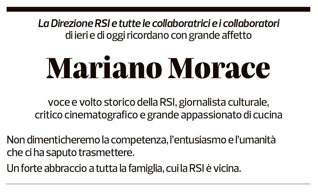Annuncio funebre Mariano Morace