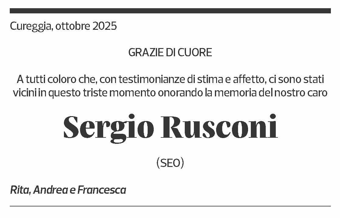 Annuncio funebre Sergio Rusconi