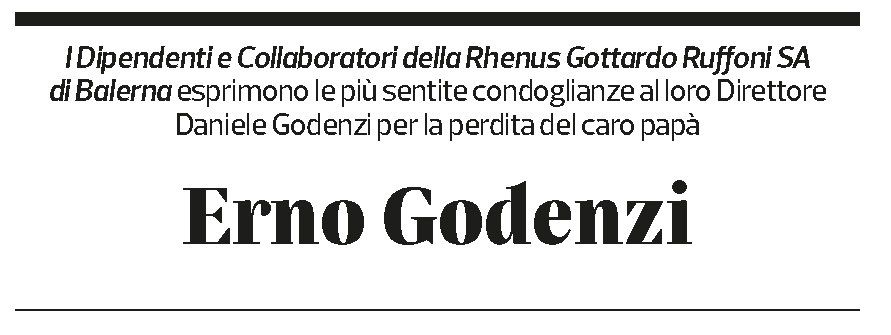 Annuncio funebre Erno Godenzi