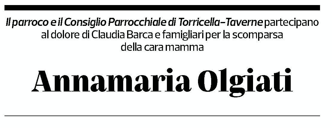 Annuncio funebre Annamaria Olgiati