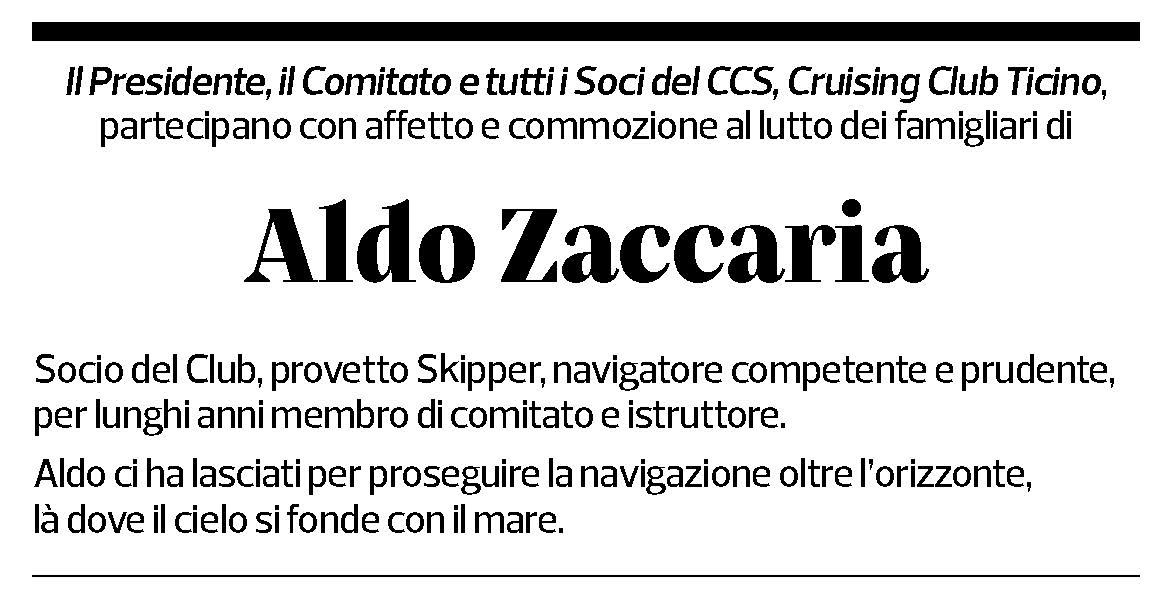 Annuncio funebre Aldo Zaccaria