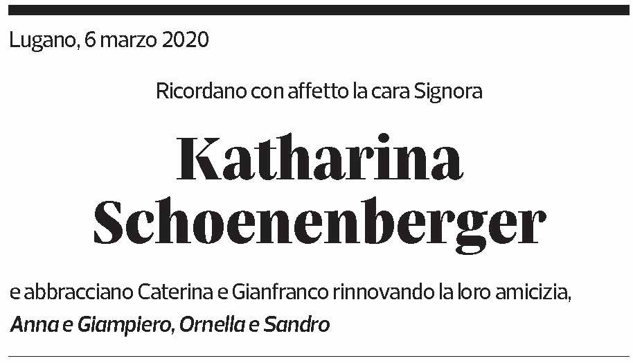 Annuncio funebre Katharina Schoenenberger