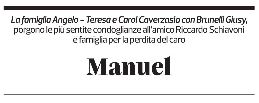 Annuncio funebre Manuel Schiavoni