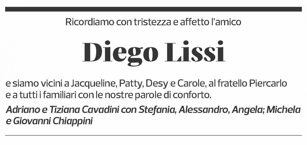 Annuncio funebre Diego Lissi