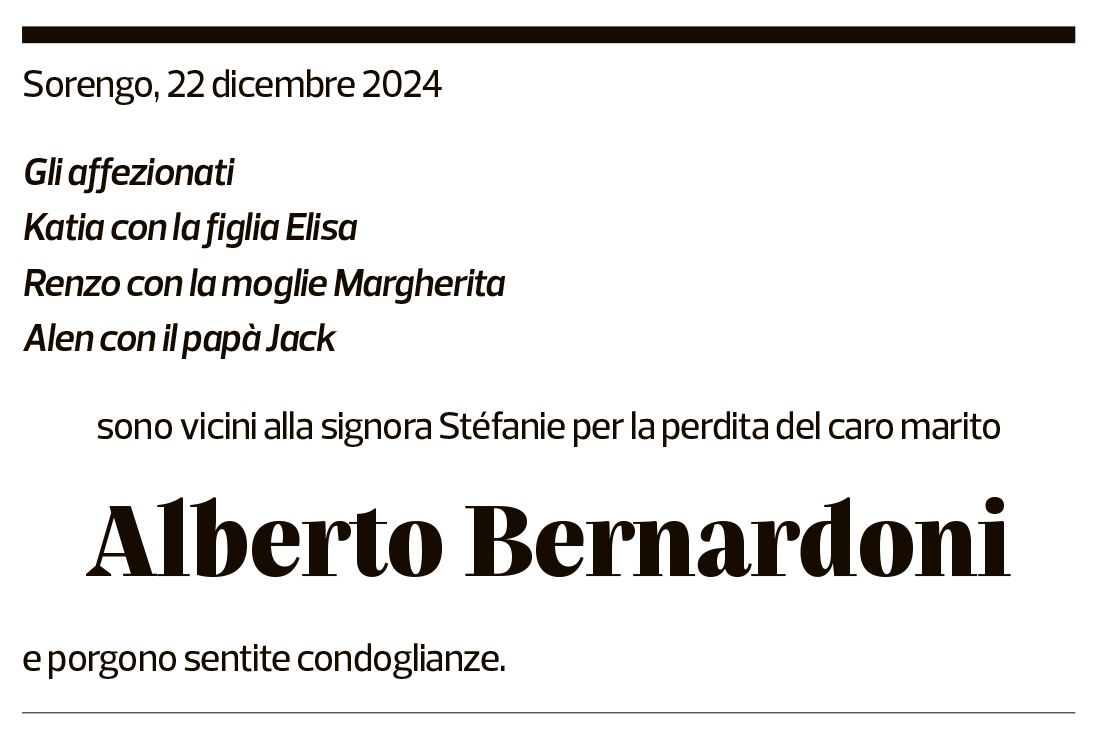 Annuncio funebre Alberto Pussi Bernardoni