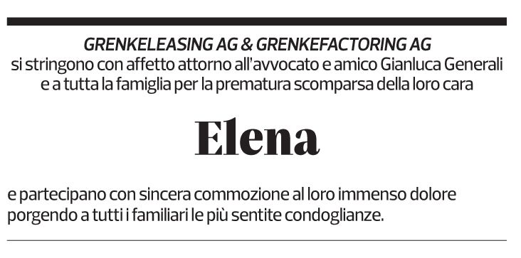 Annuncio funebre Elena Generali Felder