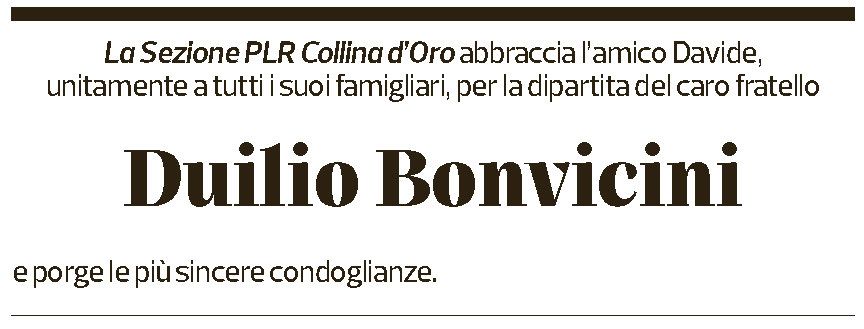 Annuncio funebre Duilio Bonvicini