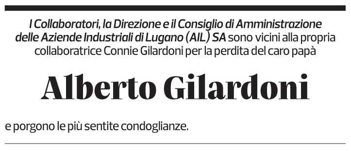 Annuncio funebre Alberto Gilardoni