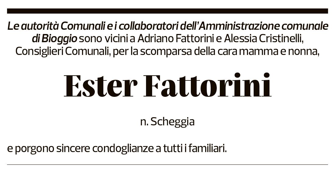 Annuncio funebre Ester Fattorini