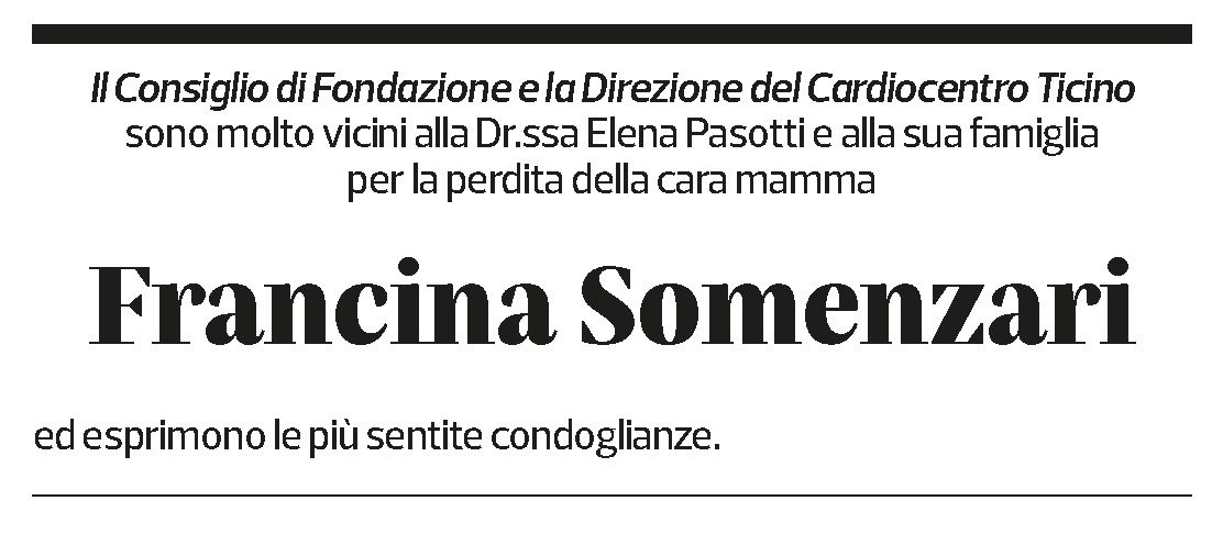 Annuncio funebre Francina Somenzari