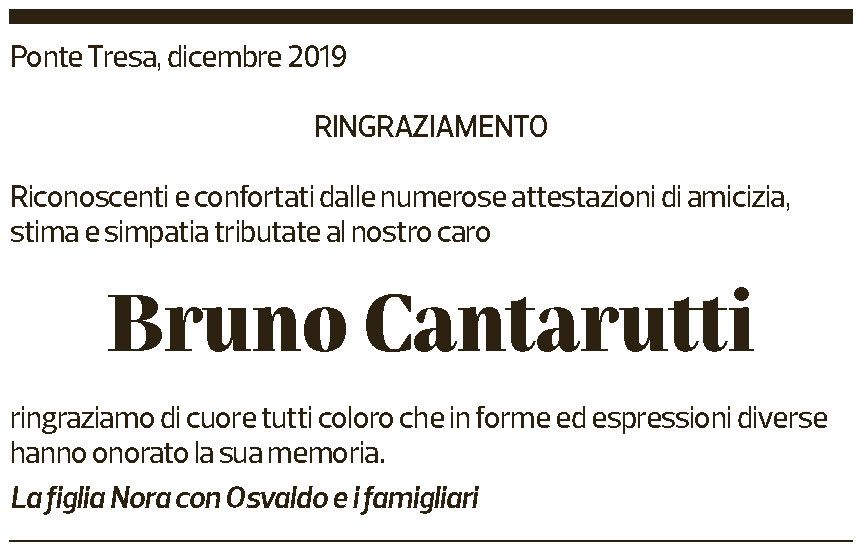 Annuncio funebre Bruno Cantarutti