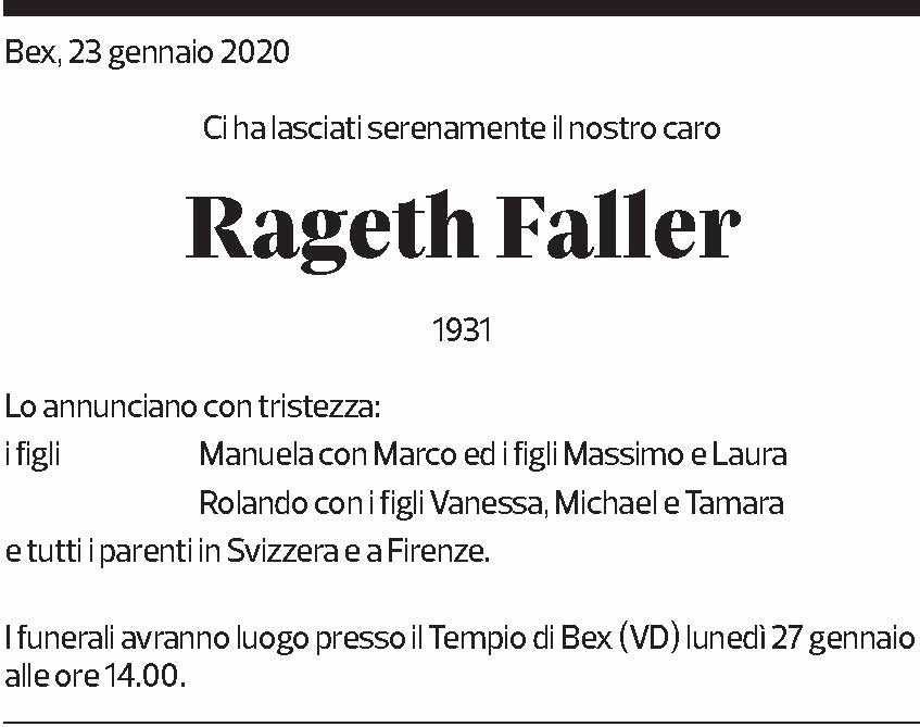 Annuncio funebre Rageth Faller