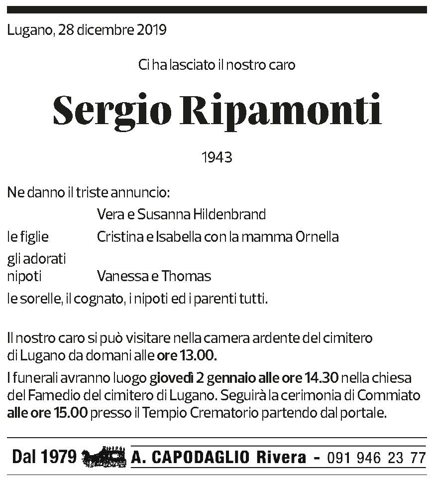 Annuncio funebre Sergio Ripamonti