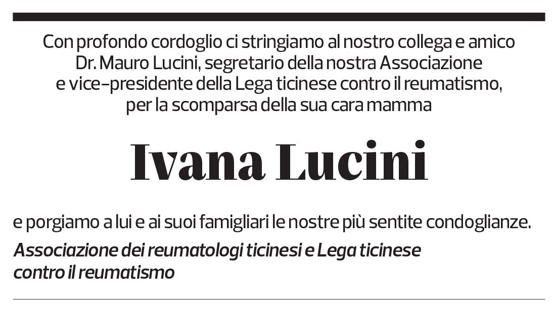 Annuncio funebre Ivana Lucini-motta