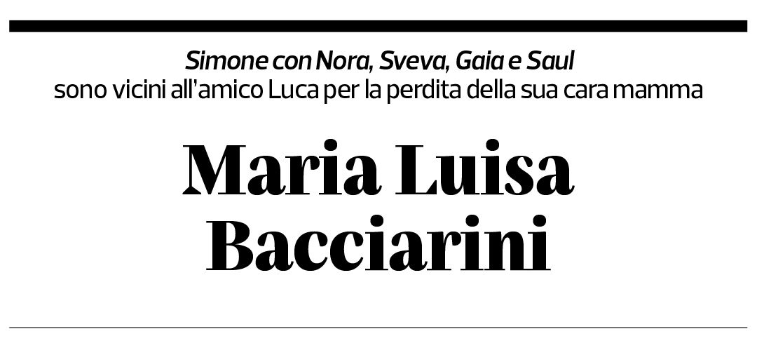 Annuncio funebre Maria Luisa Bacciarini