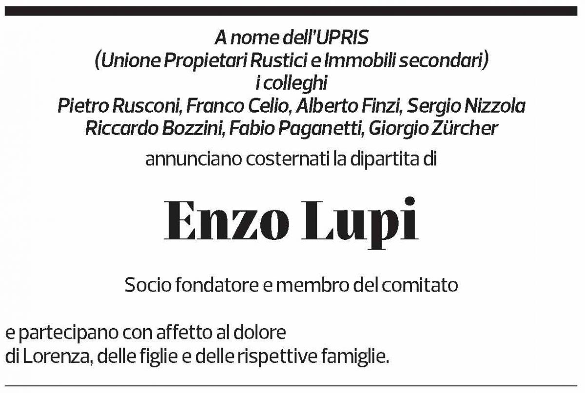 Annuncio funebre Enzo Lupi