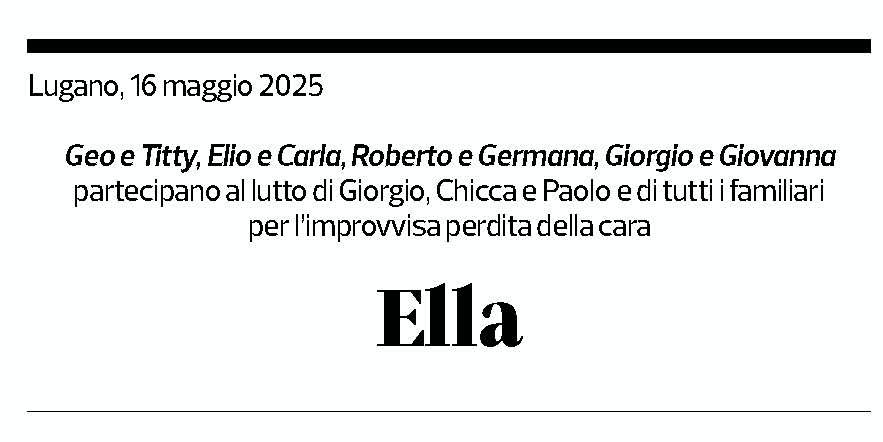 Annuncio funebre Ella Pagani