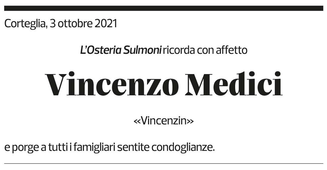 Annuncio funebre Vincenzo Medici