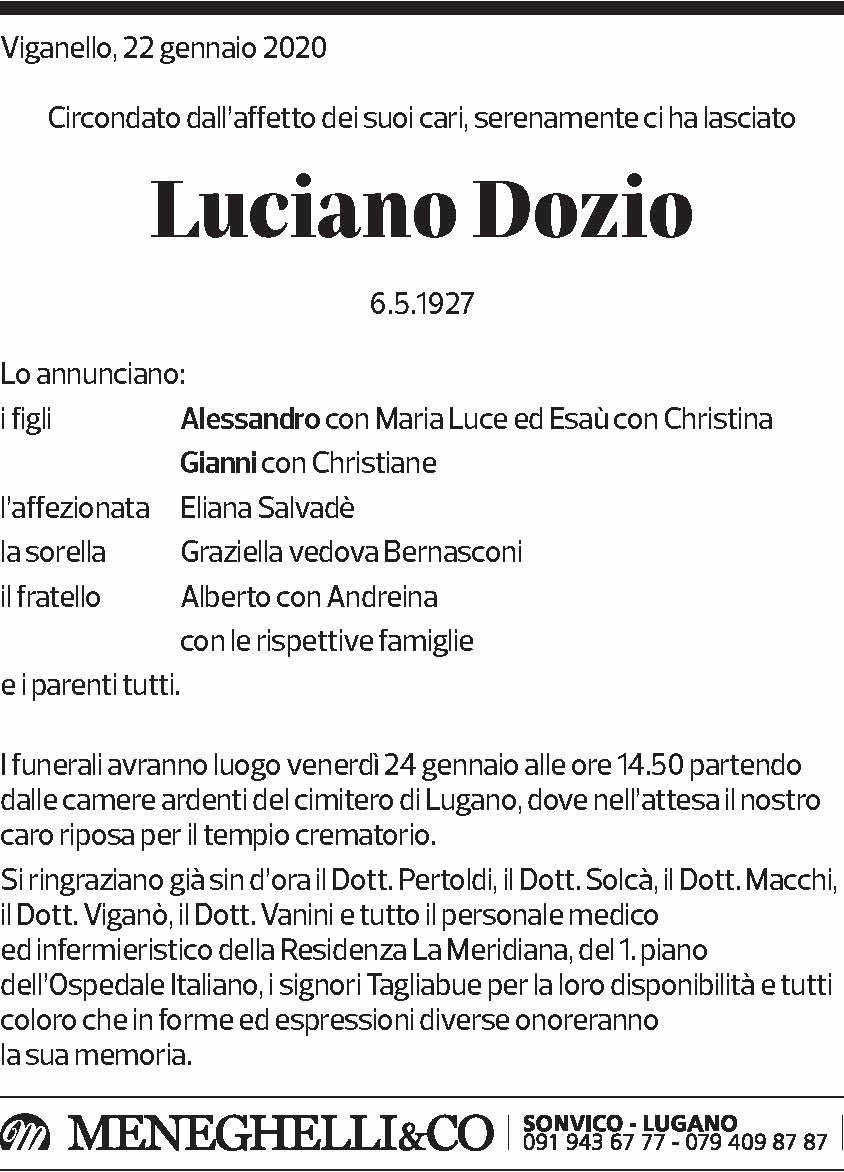 Annuncio funebre Luciano Dozio