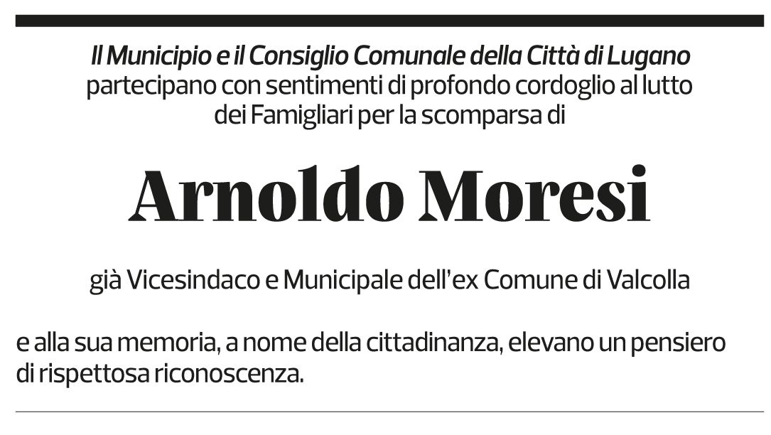 Annuncio funebre Arnoldo Moresi