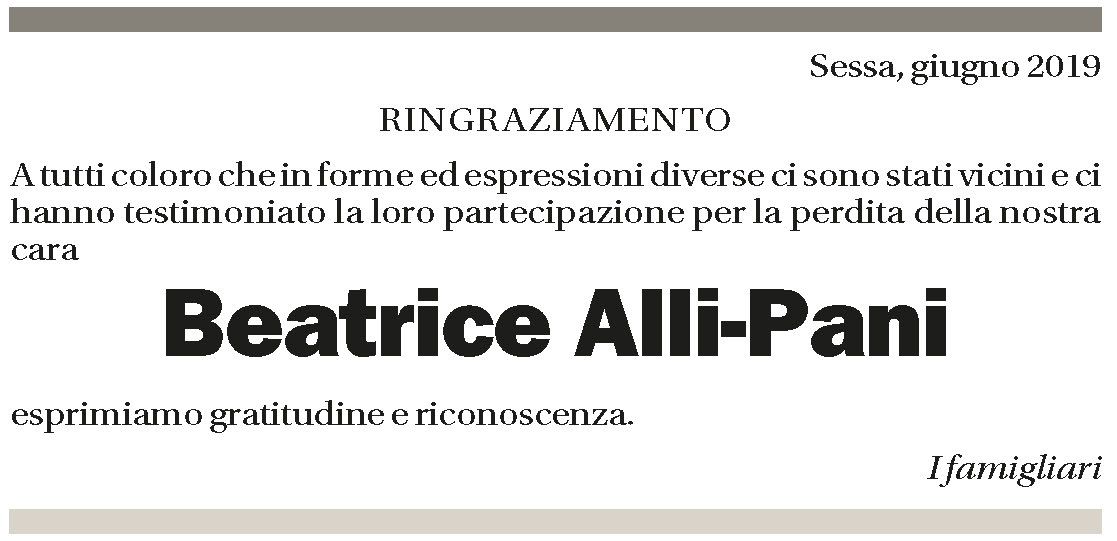 Annuncio funebre Beatrice Alli-pani