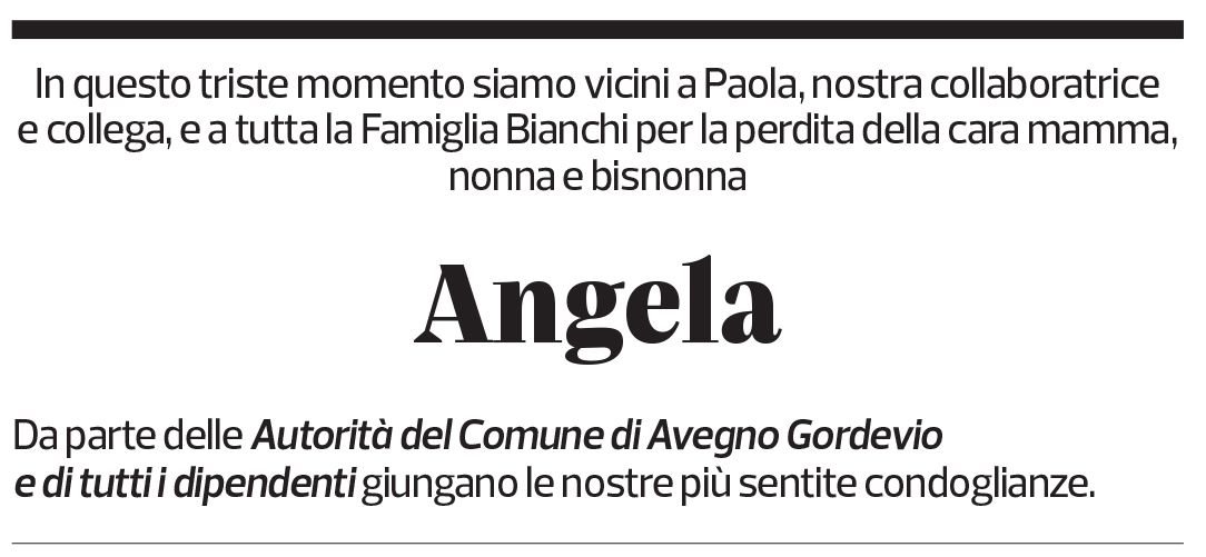 Annuncio funebre Angela Bianchi