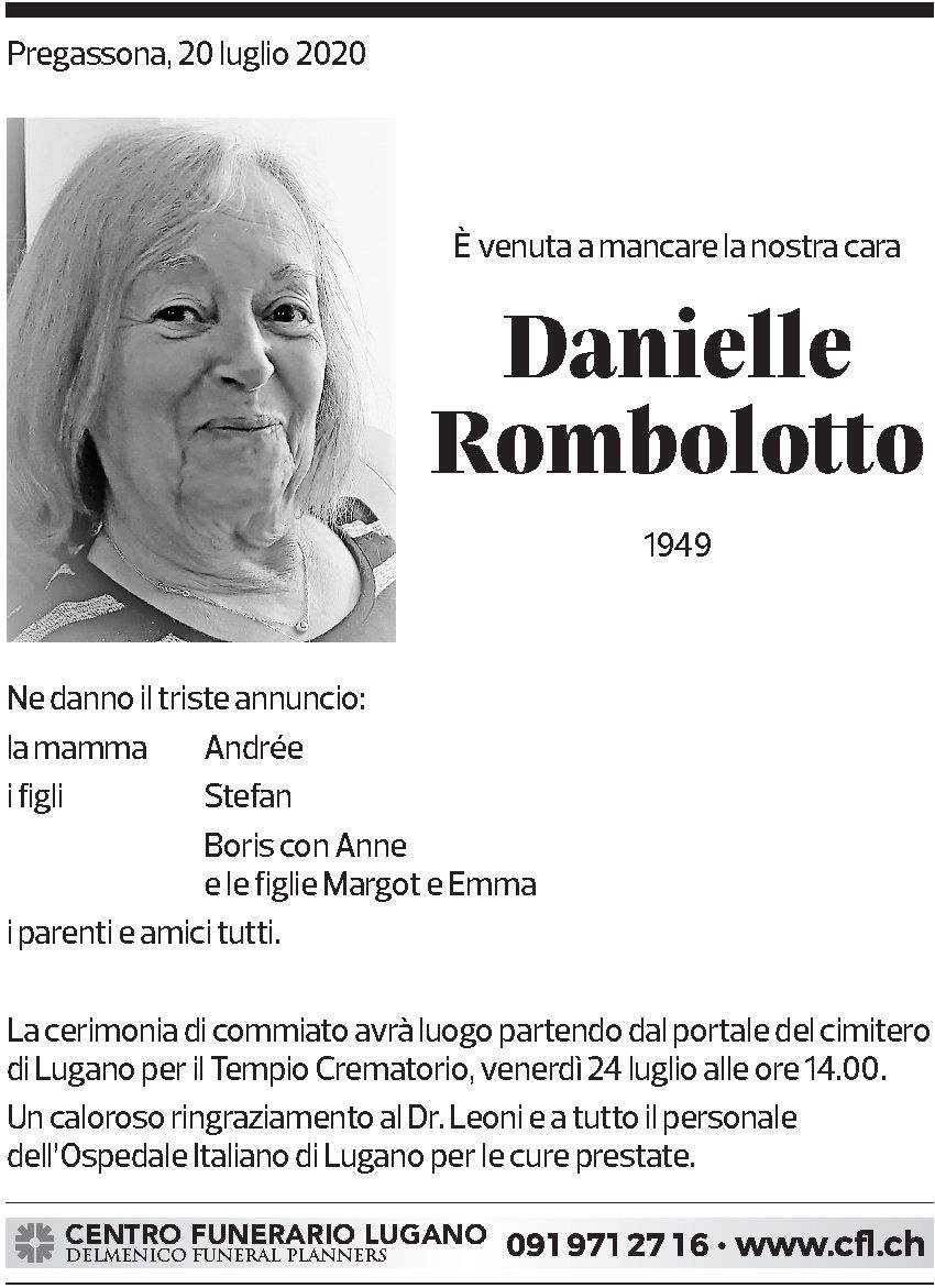Annuncio funebre Danielle Rombolotto
