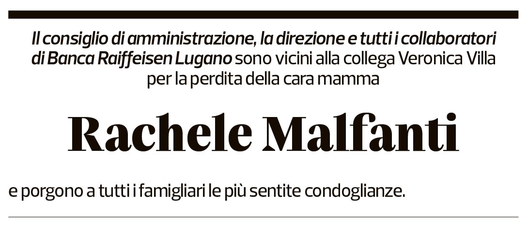 Annuncio funebre Rachele Malfanti