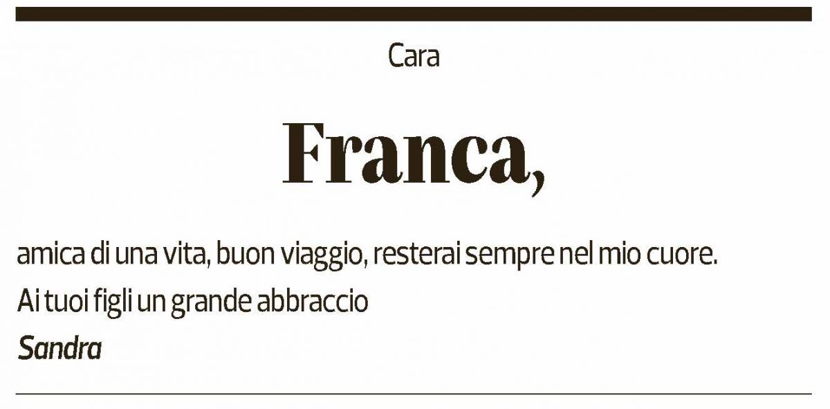 Annuncio funebre Franca Bernasconi