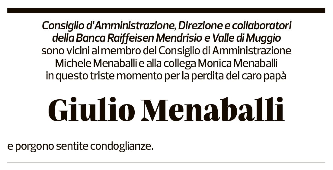 Annuncio funebre Giulio Menaballi