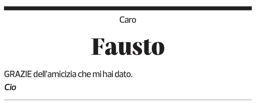 Annuncio funebre Fausto Urbani