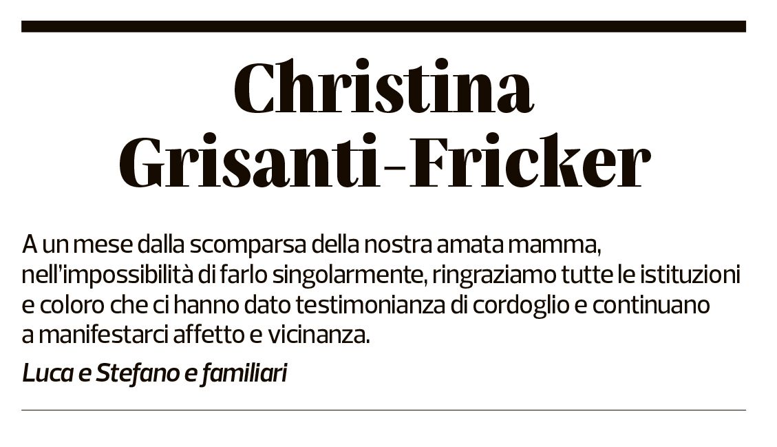 Annuncio funebre Christina Grisanti-fricker