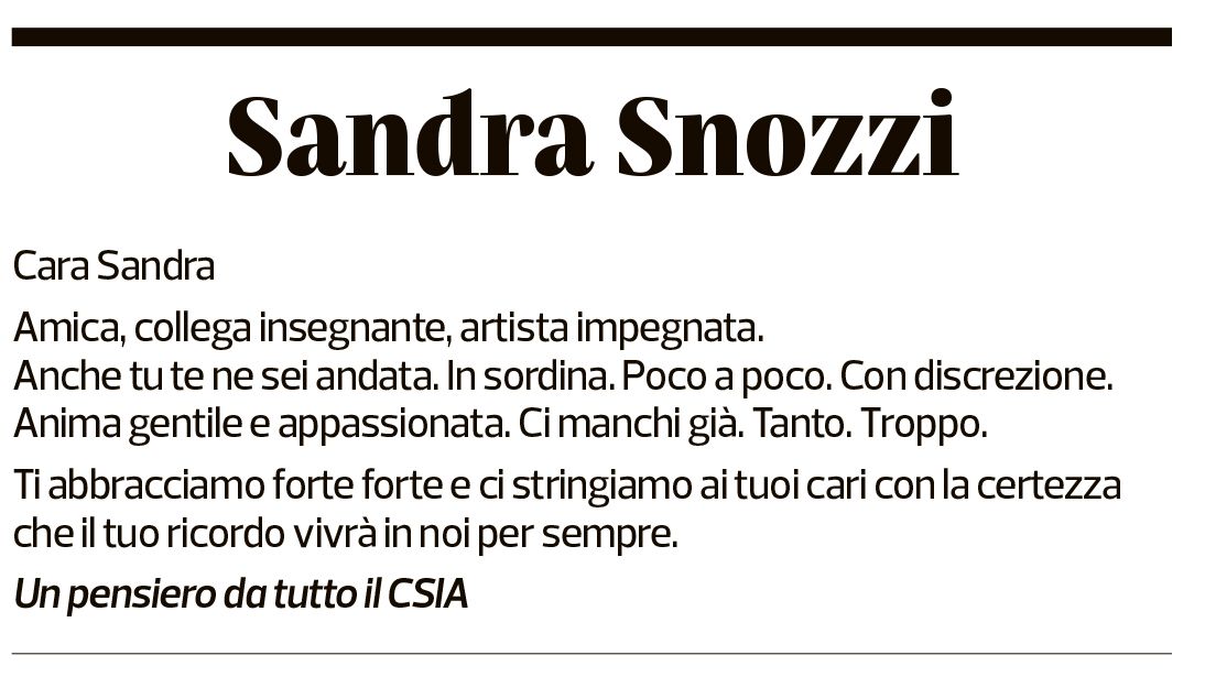 Annuncio funebre Sandra Snozzi