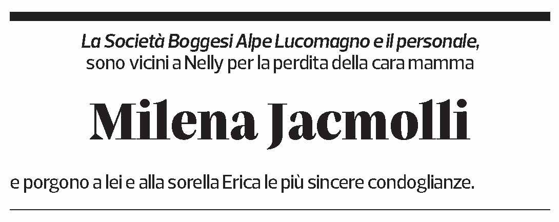 Annuncio funebre Milena Jacmolli