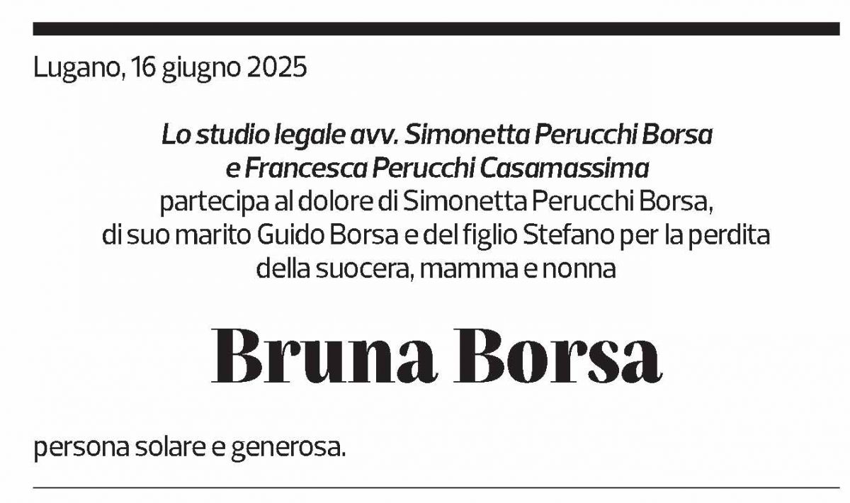 Annuncio funebre Bruna Borsa