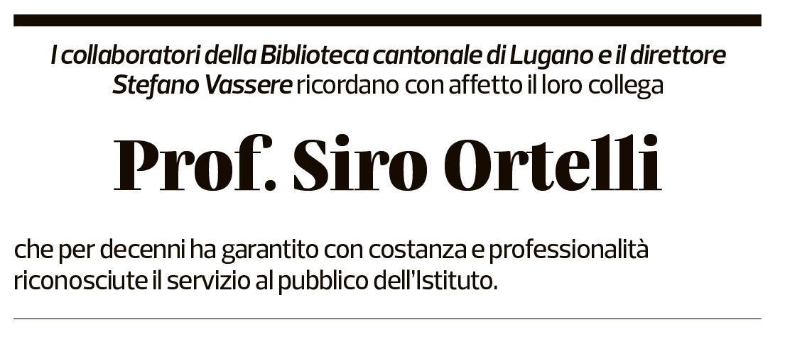 Annuncio funebre Siro Ortelli