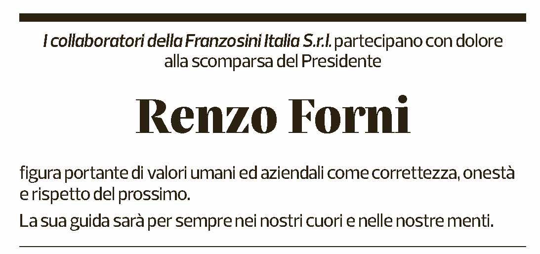 Annuncio funebre Renzo Forni