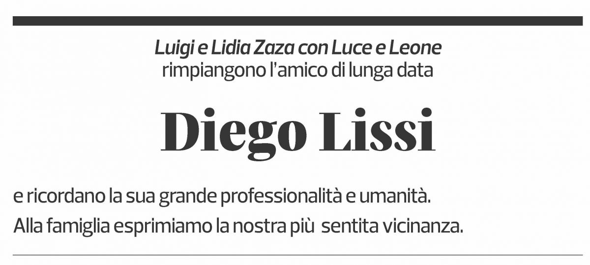 Annuncio funebre Diego Lissi