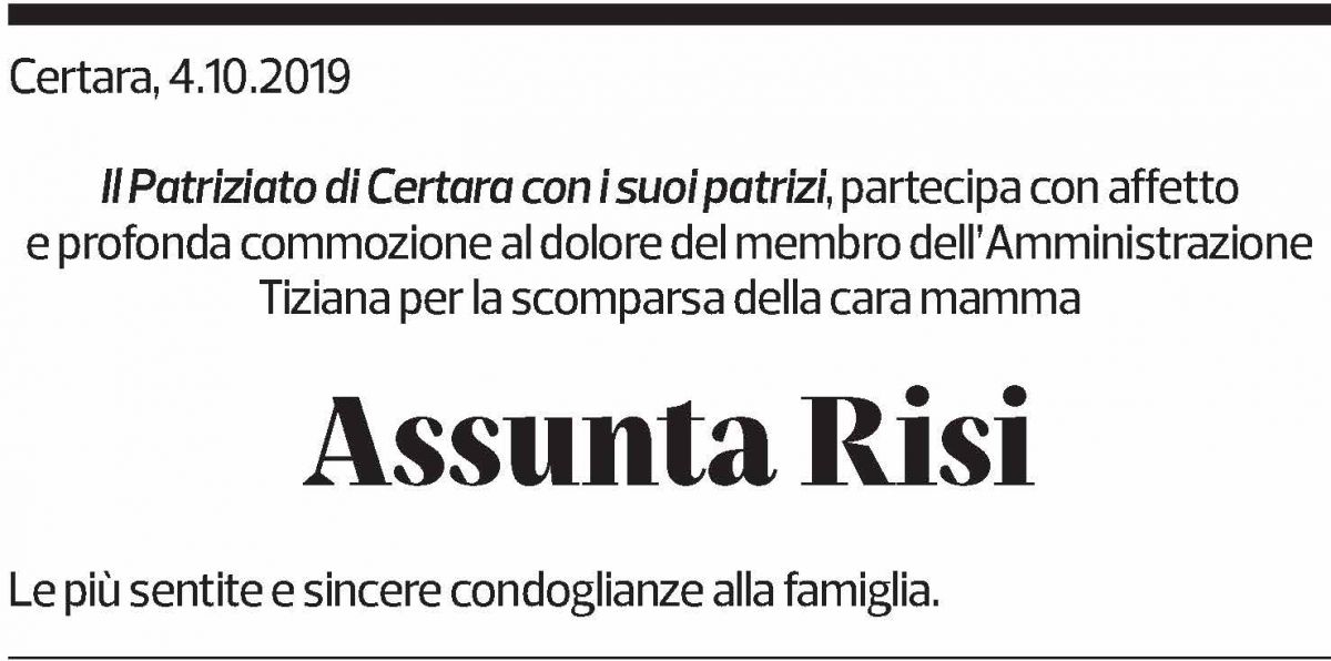 Annuncio funebre Maria Assunta Risi